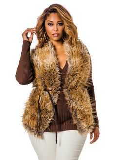 curvy fashion ellen tracy faux snow leopard fur vest plus size faux fur plus size vest