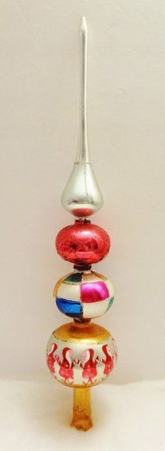 vintage blown glass santa land christmas tree topper pink blue white polish christmas tree topper
