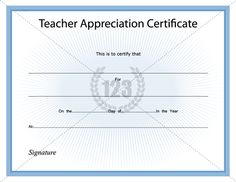 teacher appreciation certificate template