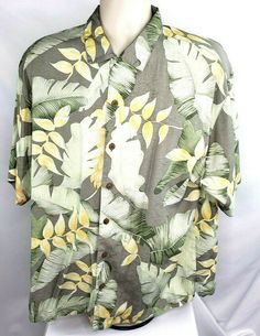 Shirt Top LT-4X Men/'s Batik Bay Blue Palm Trees Short Sleeve Button Front Ltwt