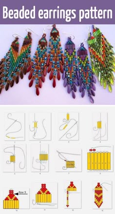 Beaded earrings tutorial and pattern #Seed #Bead #Tutorials