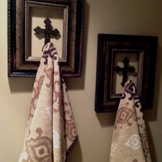 Way Cute Idea This With G Instead Of A S May Be Are Spare Bathroom Towel Hooks In My Half Bathroom Cross Inside A Decorative Frame Artwork And