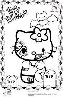 Hello Kitty Halloween Zombie Coloring Pages