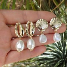 Pearl Beaded Hoop Earrings for Women Vintage Pearly Big Hoop Statement Ear Dangle Earrings with Stud Large Lightweight Pierced Nickle Free
