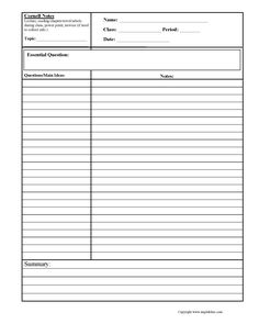 cornell note taking system template