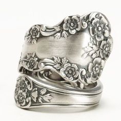 Vintage Gorham La Scala Sterling Silver Spoon Ring Ornate Floral Scrolls 11 Grams