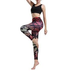 L,White Redacel Womens High Waist Printed Yoga Pants Full-Length Tummy Control Workout Running Fitness Leggings