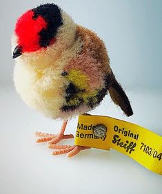 Cream Mohair Steiff PICCY BLUE TIT EAN 033360-3.9 inches Blue,Yellow