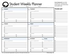 day planner printable student