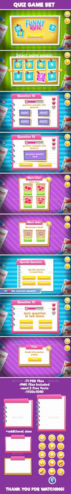 Mobile Game GUI Pack Flat Modern Template Transparent PNG, Vector - free quiz template Mobile Game GUI Pack Flat Modern Template Transparent PNG, Vector - free quiz template