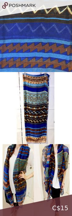 WARM SCARF SHAWL DIAMOND PATTERN WRAP AZTEC STYLE TASSEL HEM