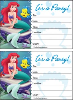 free little mermaid birthday invitation templates