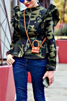 Women Camo Mesh Patchwork Bomber Jacket Front Zip Lace Ruffle Hem Split Trench Coat Dress Casual Club