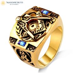 Freemason Masonic Ring G Fraternity Diamond Crystal Ring Stainless Steel Mens Wedding Band Ring Biker Ring Silver Ring Vintage Mason Rings