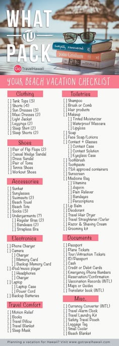 tropical vacation packing list
