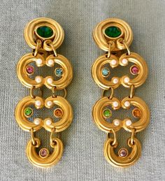 Couture Silver Gold Earrings Clips Dome Crystal Designer Jewelry