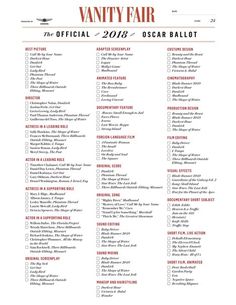 Oscars 2020 Ballot Printable Vanity Fair Oscar Oscars 2020 Ballot Printable Vanity, Vanity Fair Oscar Ballot 2020 Printable
