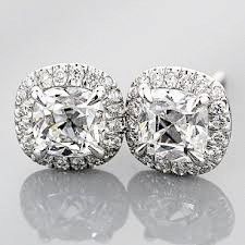 Tiffany Solitaire Diamond Earrings Sterling Silver Jewelry 2ct Cushion Cut Halo Russian Lab Diamond Stud Earrings