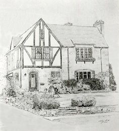 Architecture Drawing Of House custom house portrait - drawing of house in ink, black and white Architecture Drawing Of House custom house portrait - drawing of house in ink, black and white