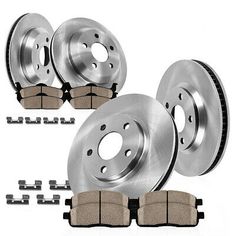For 2015 Chrysler 200 Front Rear eLine Drill Slot Brake Rotors+Ceramic Brake Pad