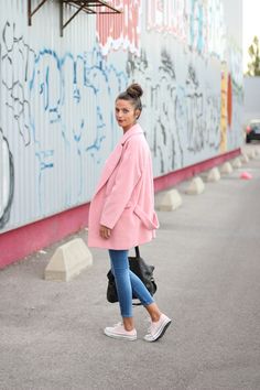 Les 10+ meilleures images de manteau rose | manteau rose ZARA rose clair surdimensionné Veste En Jean Avec Ceinture
