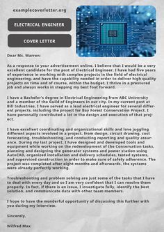 cover letter electrical engineer