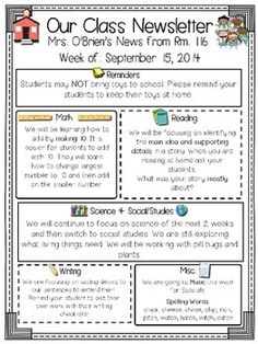 148 best classroom newsletter images in 2018 class newsletter