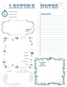 notes sheet template