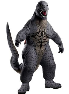 the inflatable godzilla costume for adults includes an inflatable jumpsuit gloves and boot covers stomp around the halloween party in this big godzilla
