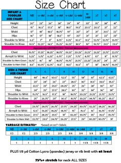 childrens measurments body measurements and size charts infant to under armour boy size chart