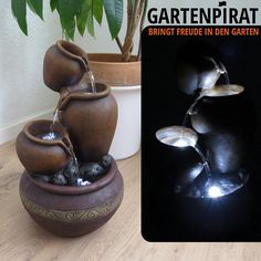 Nativ Zimmerbrunnen mit LED-Beleuchtung Buddha Figur Indoor-Brunnen aus Polyresin mit Pumpe und Beleuchtung