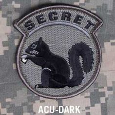 Mil-Spec Monkey Rubber Secret Squirrel Morale Patch Hook Fastener ACU Dark
