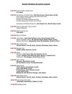 wedding ceremony and reception timeline