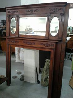Antique Victorian Tiger Oak Fireplace Mantel With Beveled Mirror circa ... | Fireplaces | Pinterest | Fireplace mantel Mantels and Victorian