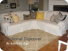 How To Make A Sectional Slipcover Without Sewing Living Rooms The Delectable Home Impossible Sectional Slipcover