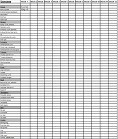 free workout chart template fitness pinterest workout