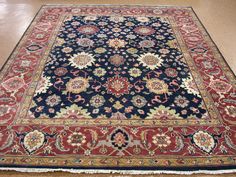 4 X 5 Persian Qum Hand Knotted Pure Silk Pictorial Birds Deers 8 X 10 Persian Heriz Serapi Style Hand Knotted Wool New Navy Rust Oriental Rug