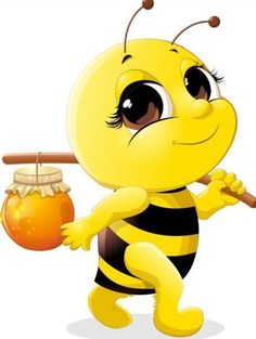 Cute Bee Cartoon Pic Pinterest And Cute Bee With Honey Jar Vector 02
