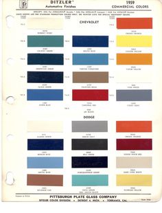 Auto Paint Codes Dupont Automotive Refinish Colors Ppg Ditzler Ppg Automotive Paint Color Chips Charts Chart Car Colors