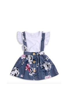 ZOELNIC Baby Girls Thanksgiving Outfit Ruffles Long Sleeve Romper Turkey Suspenders Skirt Set