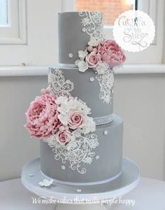 93 Best Grey Wedding Cakes Images Amazing Beautiful Shared By Spcn Pink And Grey Wedding Cake With Lace Yellow