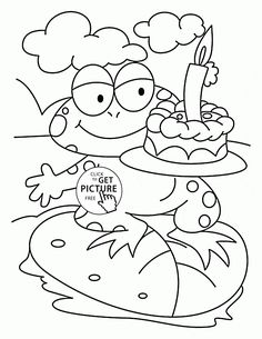 1st Birthday Card With Funny Frog Coloring Page For Kids Holiday Pages Printables Free