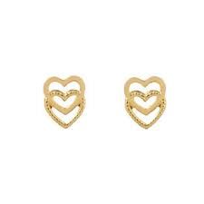 Baby And Children S Earrings 14k Gold Clear Cz Open Heart Children Earrings Gold Safety Back Earring