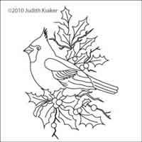 Digital Quilting Design Cardinal Holly Block 2 By Judith Kraker