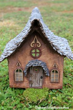Fairy Door, Miniature Hobbit House Pixie House Fairy Garden Polymer Clay Miniature Fairy Garden Fairy Cottage Polymer Clay