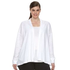 Robe branco com manga flare e detalhes em renda ... Plus Size Columbia Meadow Wing Burnout Open-Front Cardigan, Blue Other
