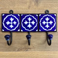 Indian Ceramic Tile Coat Hook Hangers Green With Five Flowers Indian Ceramic Tile Coat Robe Hooks With Cross