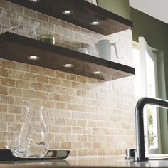 262 Best Decor Ideas Images On Pinterest Wall Cladding And Recessed Shelf Lighting Stone Backsplash Kitchen Ideas Brick Tiles