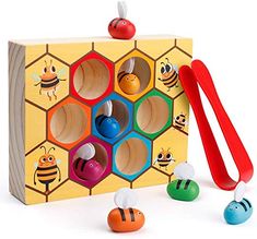 OYD Bee Toy,Toddler Bee Hive Preschool Wooden Toys Toddlers for Baby Early Educational Toddler Montessori Game Motor Skills Toy Toddler Bee Hive Preschool Wooden Toy
