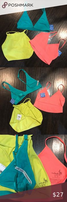 NWT Free People Macrame Seamless Bralette Bra Bright Coral Medium//Large